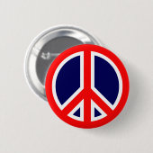 Rot, Weiß und Blaues Friedenszeichen Button (Vorne & Hinten)