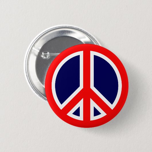Rot, Weiß und Blaues Friedenszeichen Button (Vorne & Hinten)