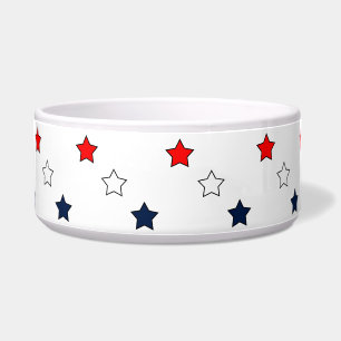 Rot, Weiß und Blaues Sternenmuster Napf