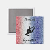 Rot-Weiß- und BlauSparkle-Gymnastik Personalisiert Magnet (Vorderseite/Rückseite)