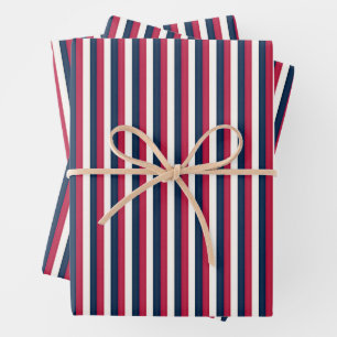 Rot-Weiß- und Blaustreifen Geschenkpapier Set