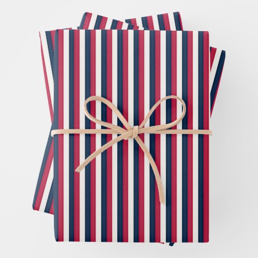 Rot-Weiß- und Blaustreifen Geschenkpapier Set (Beispiel)