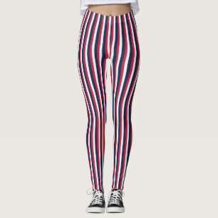Rot-Weiß- und Blaustreifen Leggings