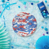 Rot-Weiß- und Blautönen-Camouflage Pappteller (Party)