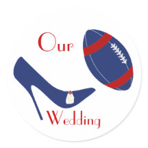 Rot, Weiß und Blue Football Themed Wedding Sticker