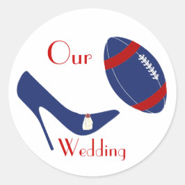 Rot, Weiß und Blue Football Themed Wedding Sticker