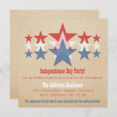Rot, Weiß und Blue Star Cascade 4. Juli Einladung (Vorne/Hinten)