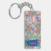 Rot-Weiß- und Blütenmonogramm am 4. Juli Schlüsselanhänger (Vorderseite links)