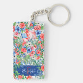 Rot-Weiß- und Blütenmonogramm am 4. Juli Schlüsselanhänger (Rückseite)