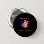 Rot weiß und Boo Funny Funny Halloween Kleidung Button (Vorne & Hinten)