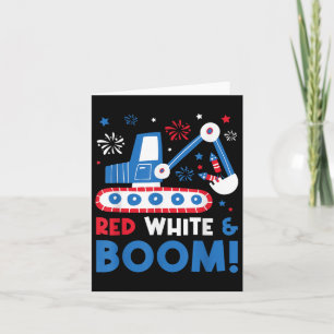 Rot Weiß Und Boom 4. Juli Bagger Patriotisch Karte