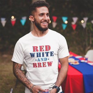 Rot Weiß und Brauen Lustiges 4. Juli Herren T-Shirt