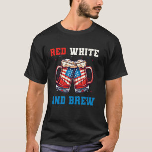 Rot Weiß Und Brauen Vintage USA Bier Trinken 4. T-Shirt