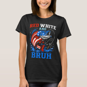 Rot Weiß Und Bro Patriotischer 4. Juli B-Fisch USA T-Shirt