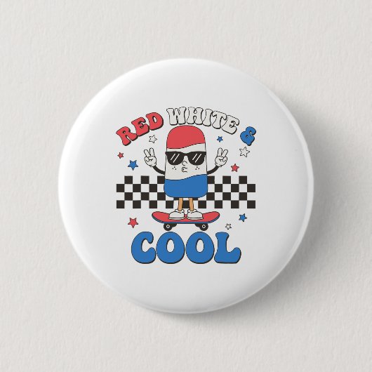 Rot weiß und Cool 4. Juli Popsicle Ice Cream Button (Vorderseite)
