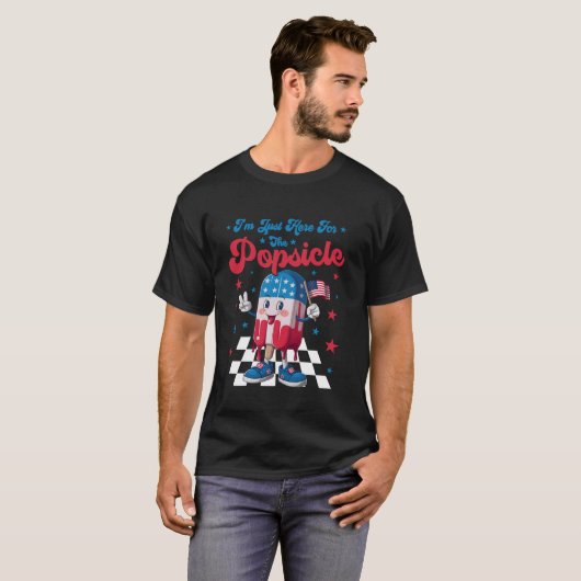 Rot weiß und Cool 4. Juli Popsicle Ice Cream T-Shirt (Vorne ganz)