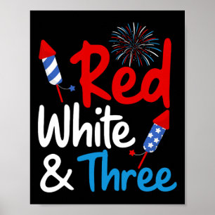 Rot weiß und drei 3. Geburtstag 4. Juli Indep Poster