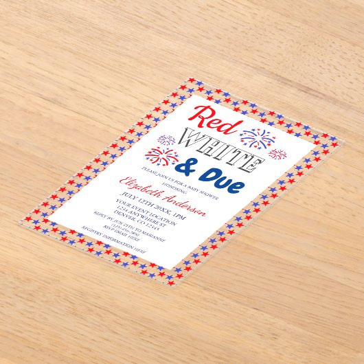 Rot, Weiß und Due Baby Dusche Acryleinladungen (Ablage )