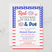 Rot, Weiß und Due Baby Dusche Einladung (Vorderseite)
