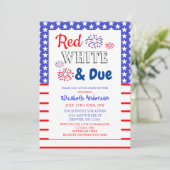 Rot, Weiß und Due Baby Dusche Einladung (Stehend Vorderseite)