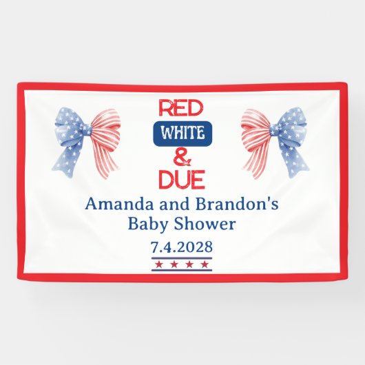 Rot/Weiß und Dusche für viertes Baby Banner (Horizontal)