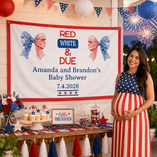 Rot/Weiß und Dusche für viertes Baby Banner