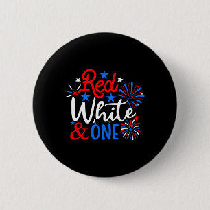 Rot weiß und ein 4. Juli 1. Geburtstag Patriot Button