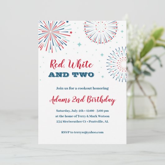 Rot, Weiß und Einladung zum Geburtstag (Stehend Vorderseite)