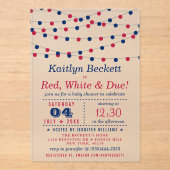 rot, weiß und fällig | 4. Juli Babydusche Acryleinladungen (Vorderseite)