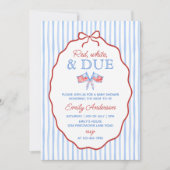 Rot, Weiß und Fällig 4. Juli Babyshower Einladung (Vorderseite)