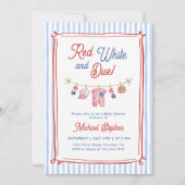 Rot, Weiß und Fällig 4. Juli Babyshower Einladung (Vorderseite)