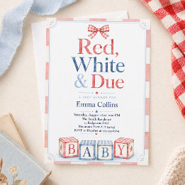 Rot Weiß und Fällig Baby-Blöcke Sommer-Baby-Party Einladung