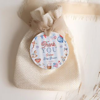 Rot Weiß und Fällig Baby Shower Danke Geschenkanhänger