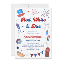 Rot Weiß und Fällig Baby Shower Einladung
