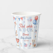 Rot Weiß und Fällig Baby Shower Pappbecher (Vorderseite)