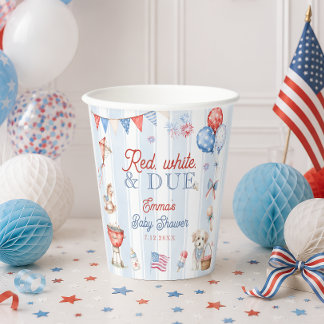 Rot Weiß und Fällig Baby Shower Pappbecher