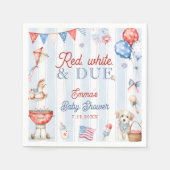 Rot Weiß und Fällig Baby Shower Serviette (Vorderseite)