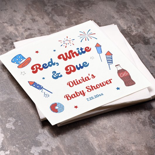 Rot, Weiß und fällig Baby Shower Serviette