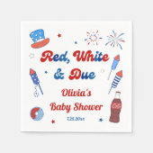 Rot, Weiß und fällig Baby Shower Serviette (Vorderseite)
