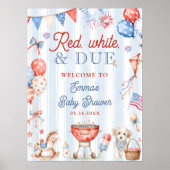 Rot Weiß und Fällig Baby Shower Willkommen Poster (Vorne)