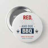 Rot Weiß und fällig BBQ Baby Shower  Button (Vorne & Hinten)
