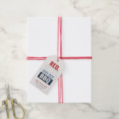 Rot Weiß und fällig BBQ Baby Shower Geschenkanhänger (Mit Garn)