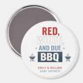 Rot Weiß und fällig BBQ Baby Shower  Magnet (Vorderseite/Rückseite)