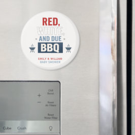 Rot Weiß und fällig BBQ Baby Shower  Magnet
