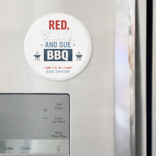 Rot Weiß und fällig BBQ Baby Shower Magnet