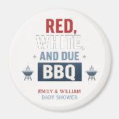 Rot Weiß und fällig BBQ Baby Shower  Magnet (Vorne)