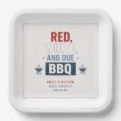 Rot Weiß und Fällig BBQ Baby Shower  Pappteller (Vorderseite)