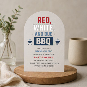 Rot Weiß und fällig BBQ Moderne Babyparty  Acryleinladungen