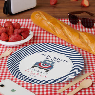 Rot Weiß und Fällig Patriotische Babyparty  Pappteller
