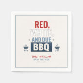 Rot Weiß und fällige BBQ Baby Shower Serviette (Vorderseite)